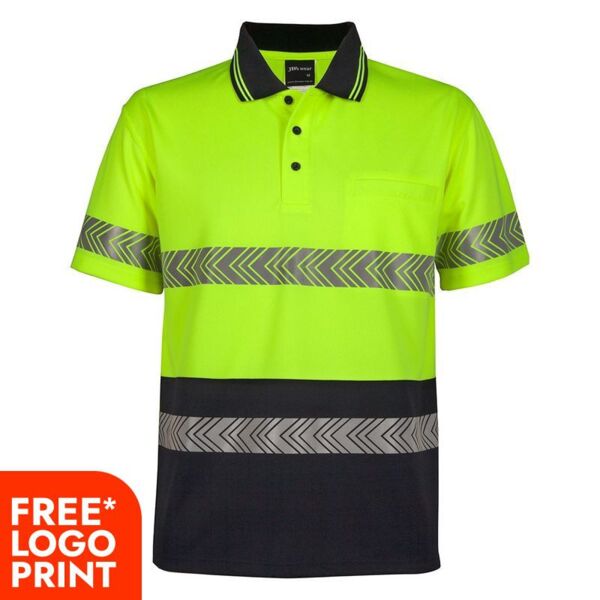 Mens Hi Vis Short Sleeve Segmented Tape Polo Thumbnail