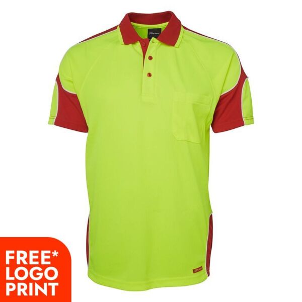 Mens Hi Vis Short Sleeve Arm Panel Polo Thumbnail