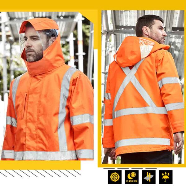 Mens Hi Vis X Back Taped 4 in 1 Waterproof Jacket Thumbnail